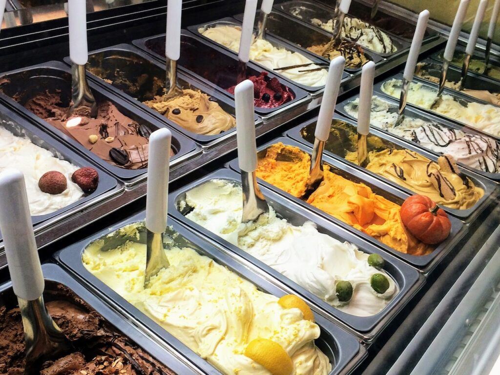 Trays of bright gelato